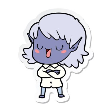 bir çizgi film elf Girl etiketi