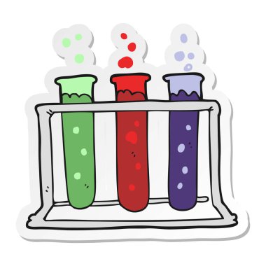 test tüpleri bir karikatür raf etiket