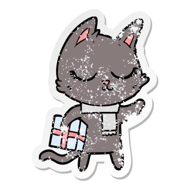 bir sakin karikatür kedi sıkıntılı etiket