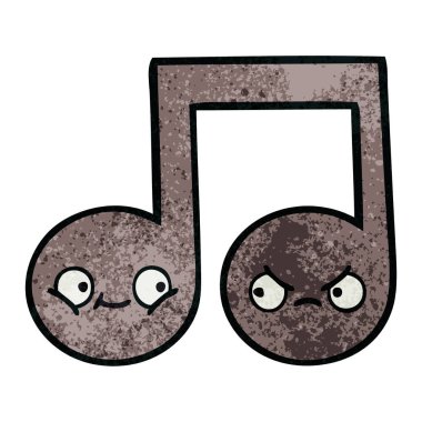 Retro grunge doku çizgi film müzik notası