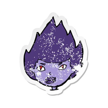 bir çizgi film vampir kafa Retro sıkıntılı etiket