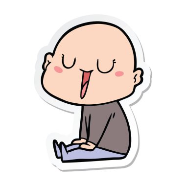 etiket bir mutlu karikatür kel adam