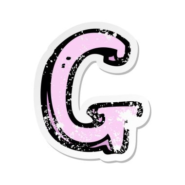 bir çizgi film mektup G Retro sıkıntılı etiket