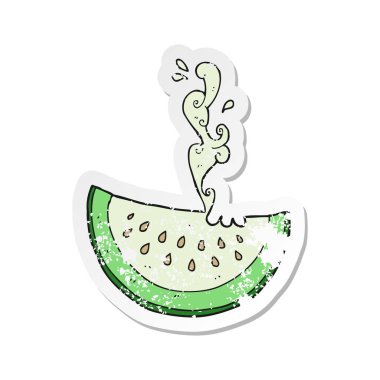 bir çizgi film kavun dilim Retro sıkıntılı etiket