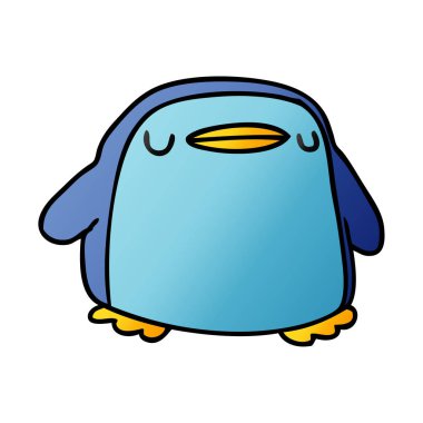 Degrade çizgi film illüstrasyon kawaii bir sevimli penguen