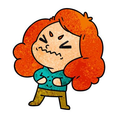 şirin kawaii kızın dokulu çizgi film