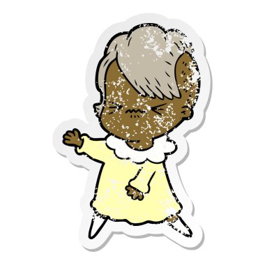 bir karikatür rahatsız yeniyetme kızın sıkıntılı etiket