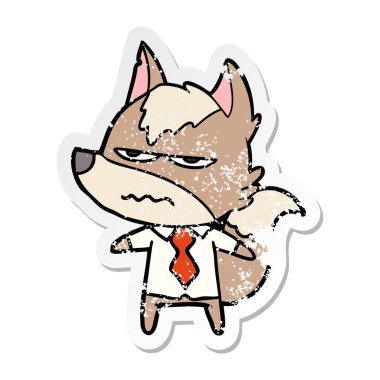 bir karikatür rahatsız kurt sıkıntılı etiket