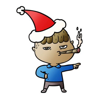 adam yasaktır giyen Noel Baba şapkası, degrade çizgi film