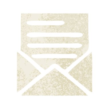 Retro illüstrasyon tarzı çizgi film mektup ve zarf