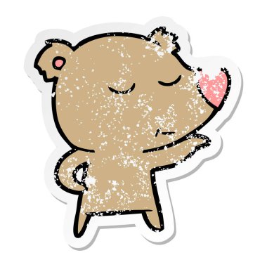 mutlu karikatür ayı sıkıntılı etiket