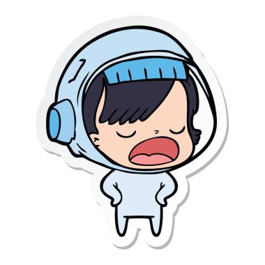 etiket açıklayan bir karikatür astronot kadının