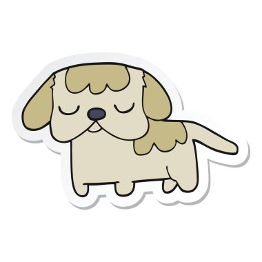sevimli çizgi yavru köpek etiket