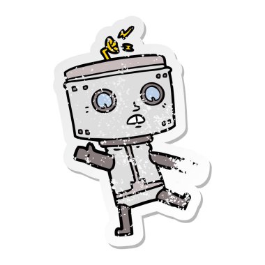 bir çizgi film robot sıkıntılı etiket