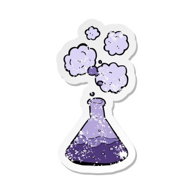 bir çizgi film bilim kimyasal Retro sıkıntılı etiket