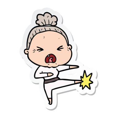 çizgi film kızgın yaşlı kadın etiketi