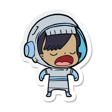 etiket açıklayan bir karikatür astronot kadının