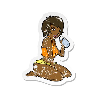 bir çizgi film seksi spor salonu kız Retro sıkıntılı etiket