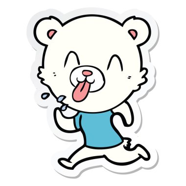 bir kaba karikatür kutup ayısı dilini çıkartma