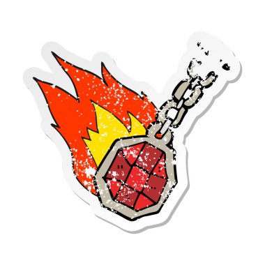 Retro sıkıntılı etiket bir çizgi film sihirli kolye