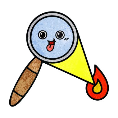 Retro grunge doku karikatür Büyüteç