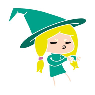 sevimli cadı kawaii kız çizgi film gösterimi