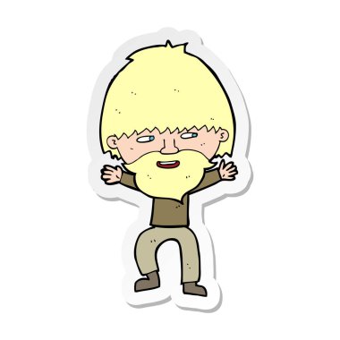 etiket karikatür mutlu sakallı bir adamın