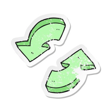 Retro sıkıntılı etiket okları geri dönüşüm bir karikatür