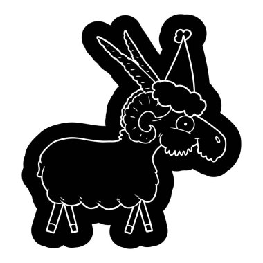 Noel Baba şapkası giyen bir keçi ilginç çizgi film simgesi