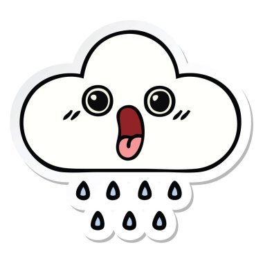 sevimli çizgi yağmur bulutu etiket