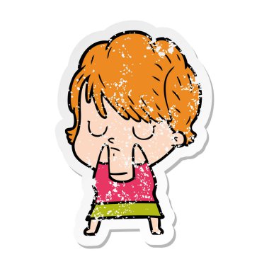 bir çizgi film kadının sıkıntılı etiket