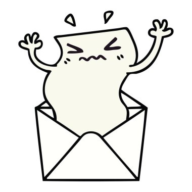 çizgi film mektup ve zarf ilginç el çekilmiş