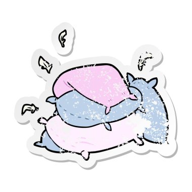 bir çizgi film yastık sıkıntılı etiket