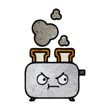 Retro grunge doku karikatür bir ekmek kızartma makinesi