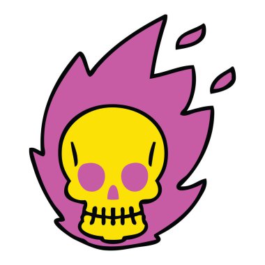 ilginç el çizilmiş karikatür kafatası