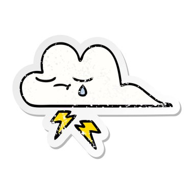 sevimli çizgi gök gürültüsü bulut sıkıntılı etiket
