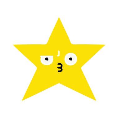 düz renk retro karikatür altın bir yıldız