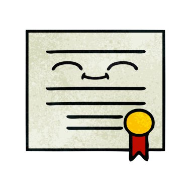 Retro grunge doku karikatür mezuniyet diploma