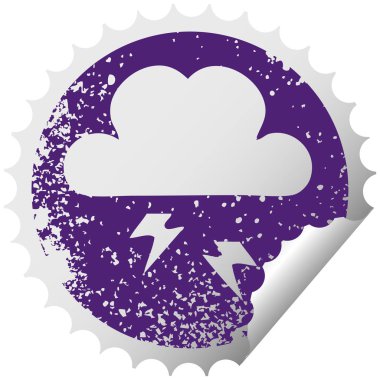 sıkıntılı dairesel peeling etiket sembolü gök gürültüsü bulut