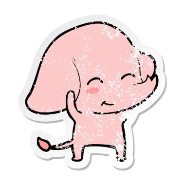 sevimli çizgi fil sıkıntılı etiket