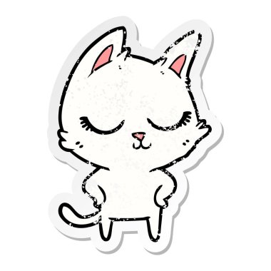 bir sakin karikatür kedi sıkıntılı etiket