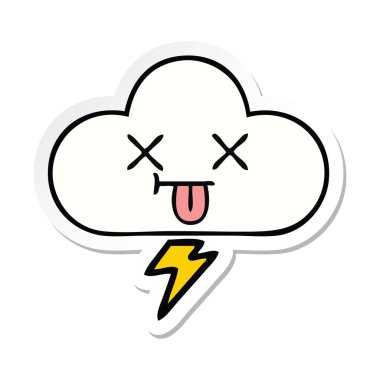 sevimli çizgi gök gürültüsü bulut etiket