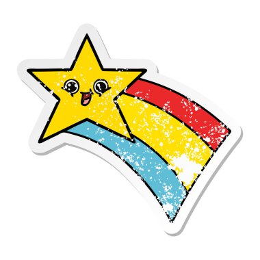 Gökkuşağı yıldız çekim bir sevimli çizgi sıkıntılı etiket