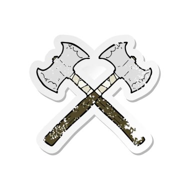 bir karikatür Retro sıkıntılı etiket eksenleri geçti