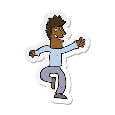 etiket karikatür mutlu bir adamın