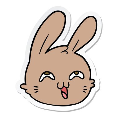 etiket bir karikatür mutlu tavşan yüz