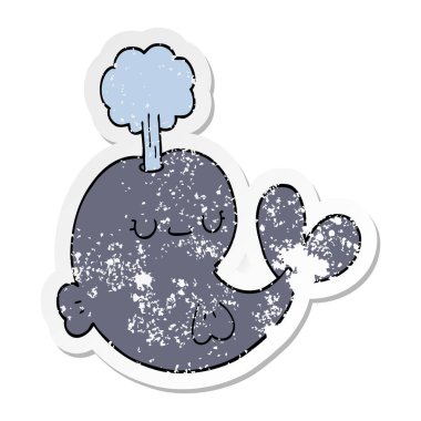 sevimli çizgi balina sıkıntılı etiket