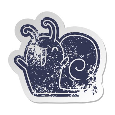 sıkıntılı eski etiket kawaii mutlu sevimli salyangoz