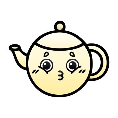 Degrade gölgeli karikatür çaydanlık