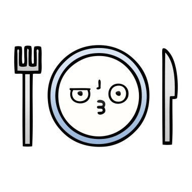 bir yemek tabağı degrade gölgeli karikatür